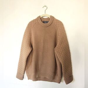 Salvatore Ferragamo | women’s chunky knit tan pullover sweater | size XL